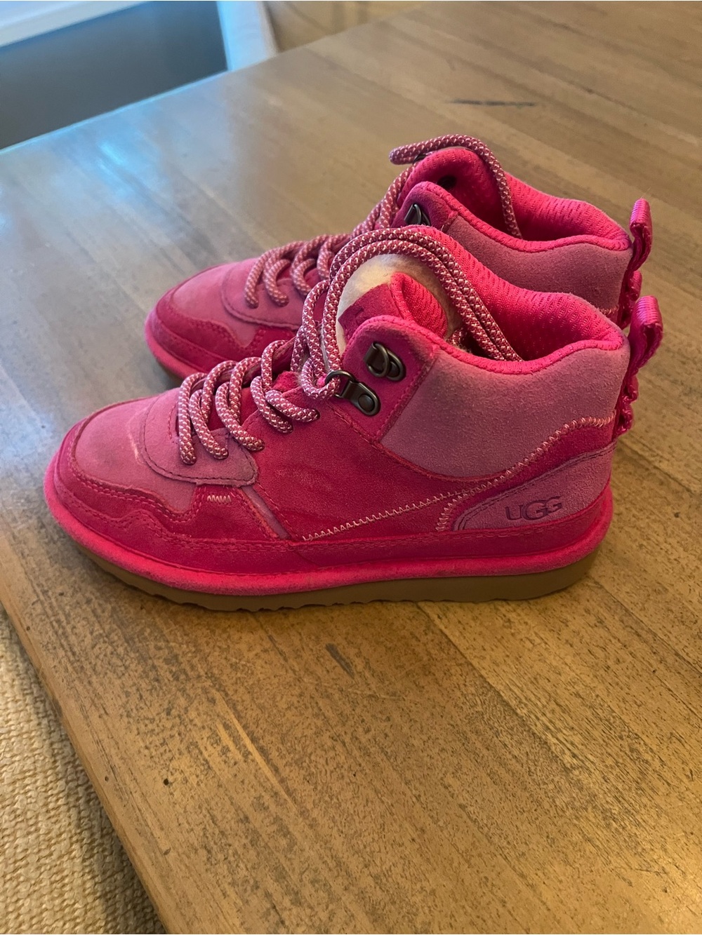 UGG Kids Bright Pink Suede High-Top Sneakers